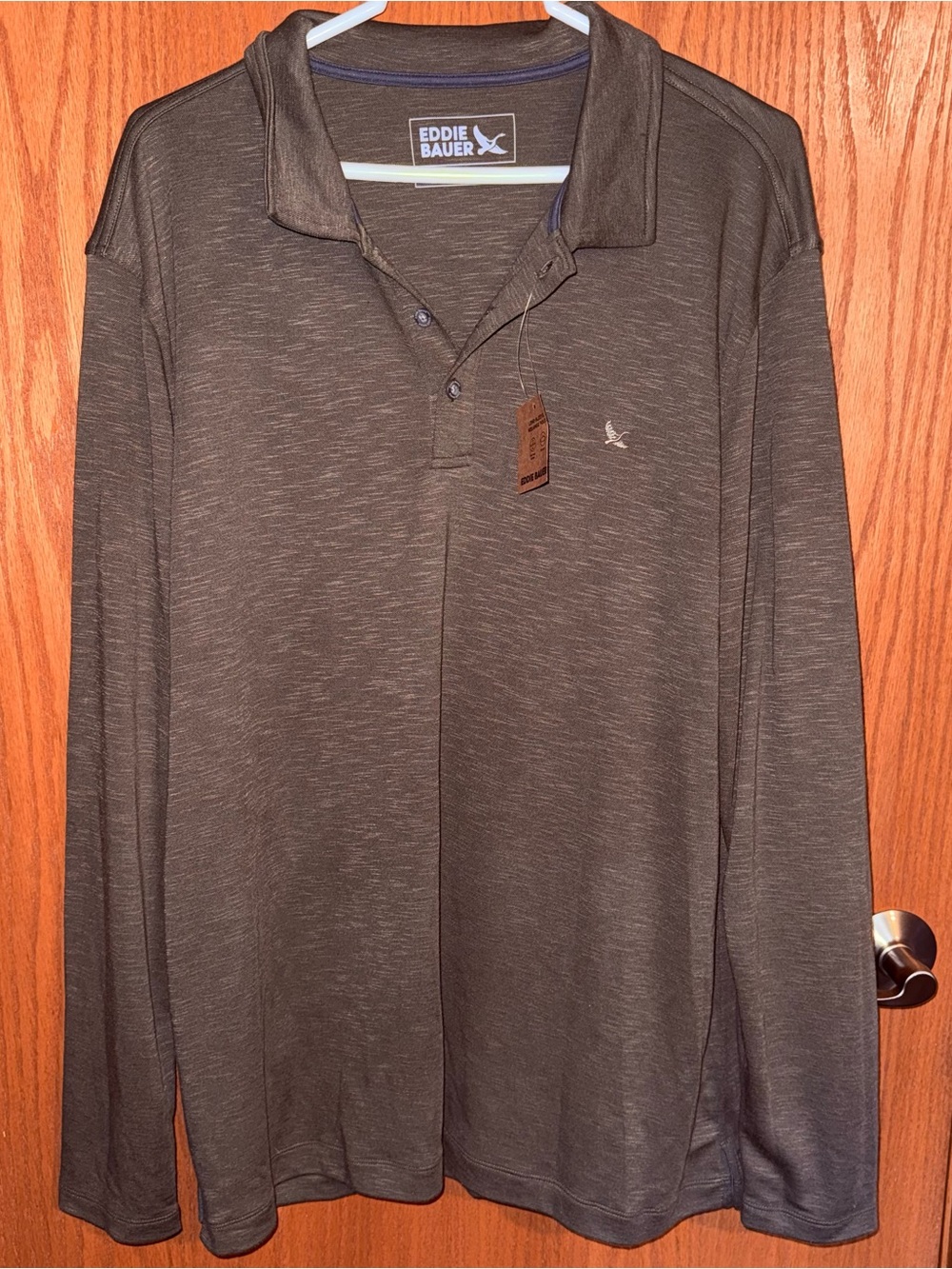 Men’s Long Sleeve Mélange Polo Shirt – Brand New with Tags